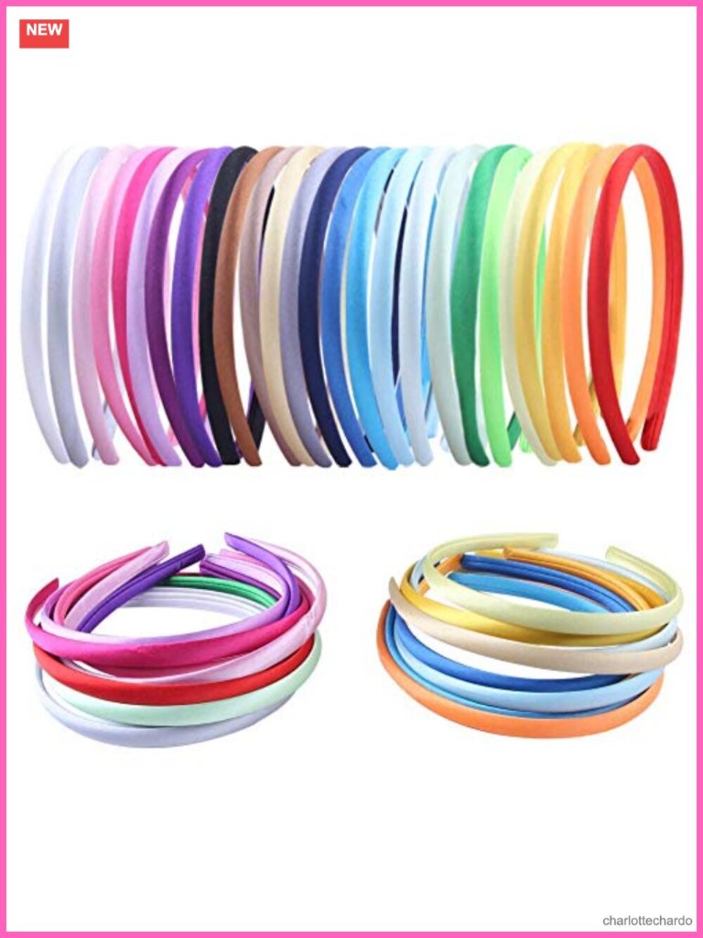 26 Pack Satin Covered Thin Headbands Non Slip DIY Hairband Set